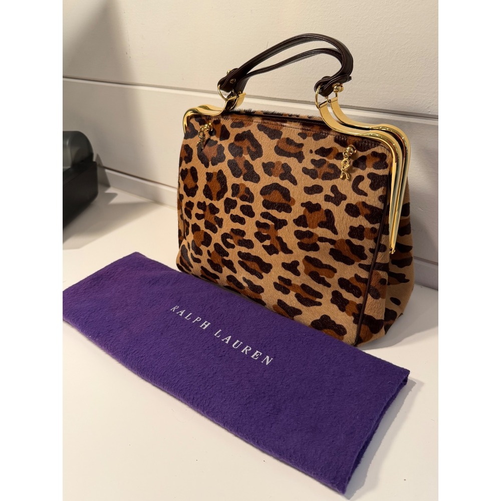 Roberta di Camerino Leopard Pony Hair Satchel Bag Made in Italy Vintage Gold - Picture 2 of 14